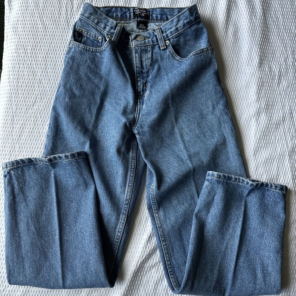 Polo Jeans Co. Ralph Lauren Women's Blue Denim Solid 5-Pocket Logo Jeans Sz 10